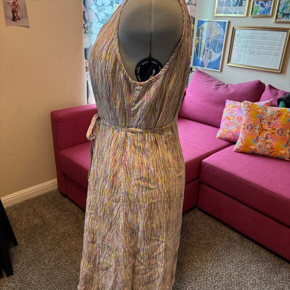 People Tree Sleeveless Printed Midi Dress UK 16 (US 12) Fair Trade Sustainable - Picture 2 of 5